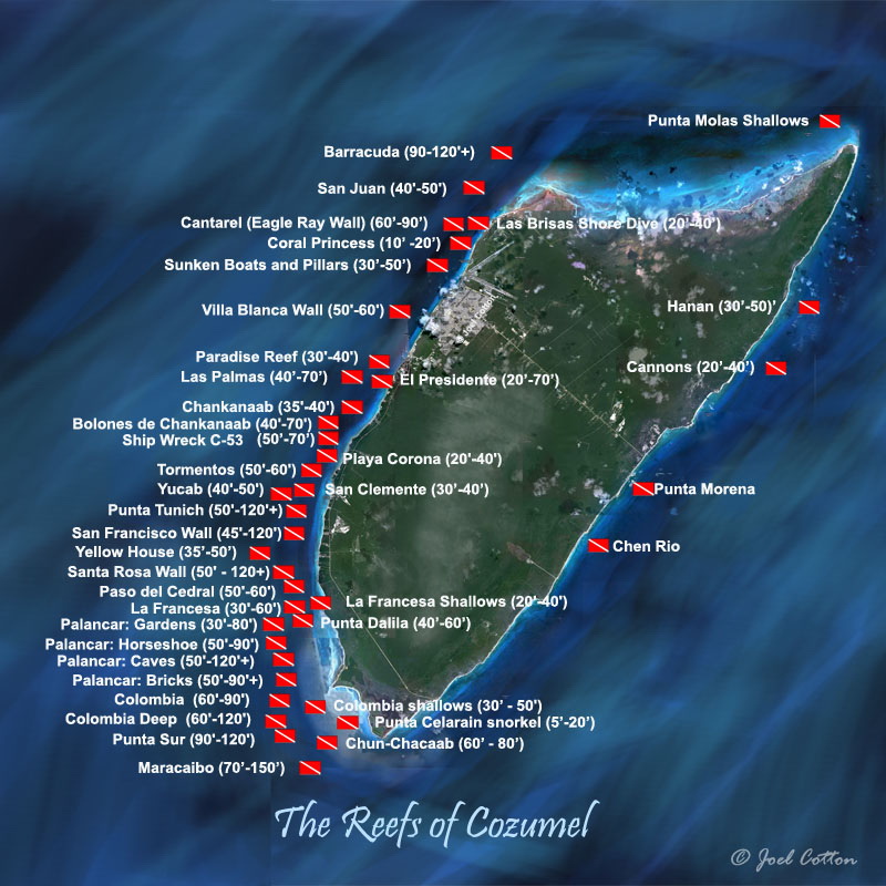 Cozumel reef areas and depth