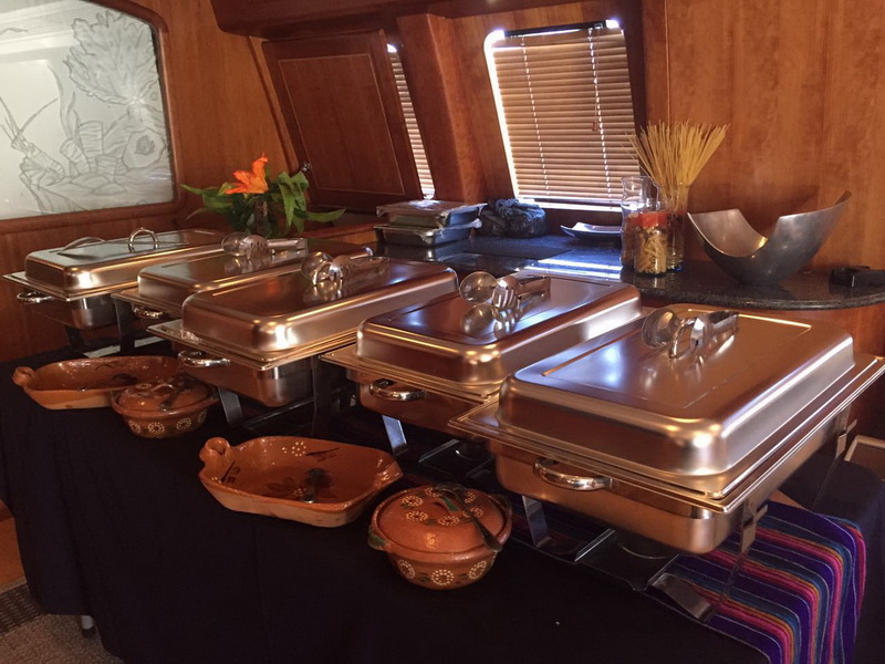 Buffete diner aboard of yacht