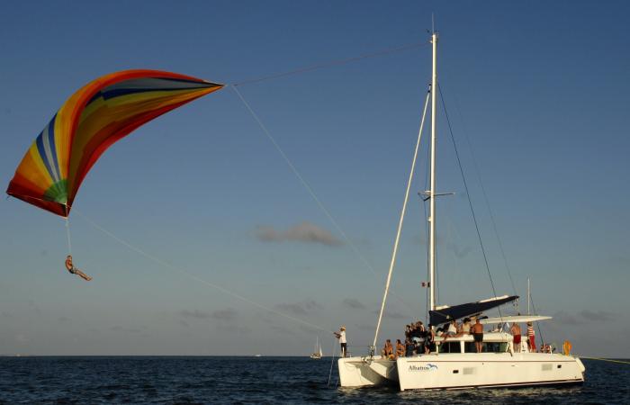 Overnight at ocean with this sail catamaran