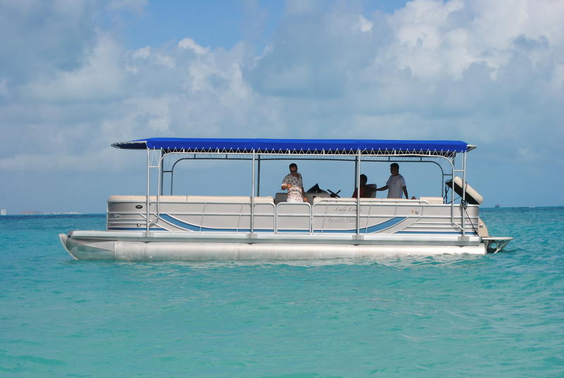 Rent a Pontoon in Cancun for a sunset tour at lagoon and ocean