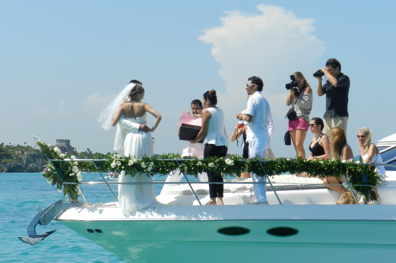 Legal ceremony aboard of yacht