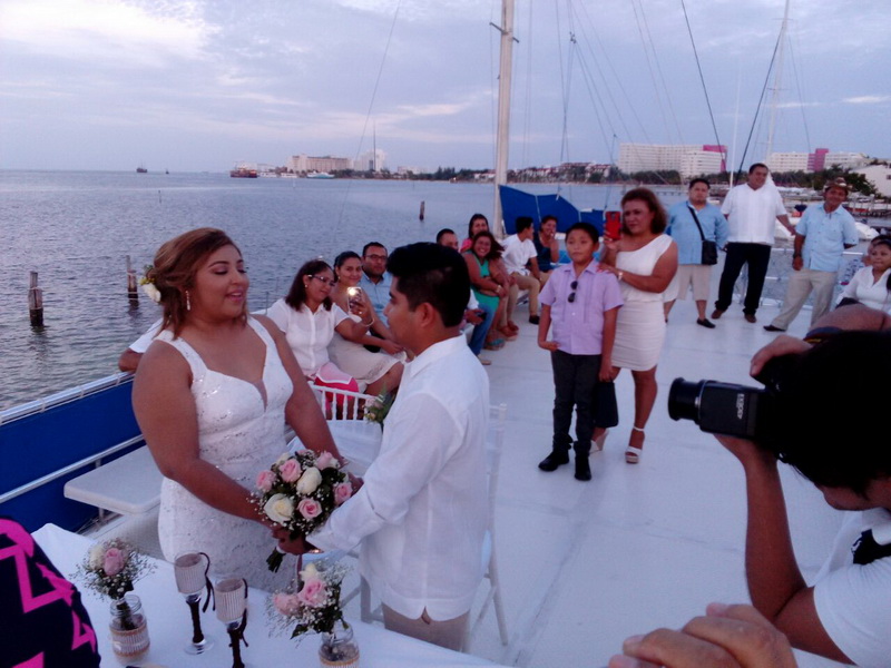 Wedding Party at Cancun on 2 story boat